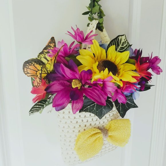Hand Crafted Other - Pretty UNIQUE Butterfly Purse Door Hanger Faux Floral Arrangement